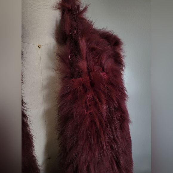 RUDSAK knit rabbit fur vest ombre colour deep red to black - Picture 9 of 12